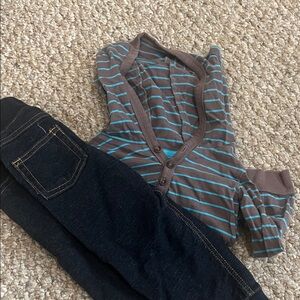 Carter's Brown and Blue Striped Kids Matching Set